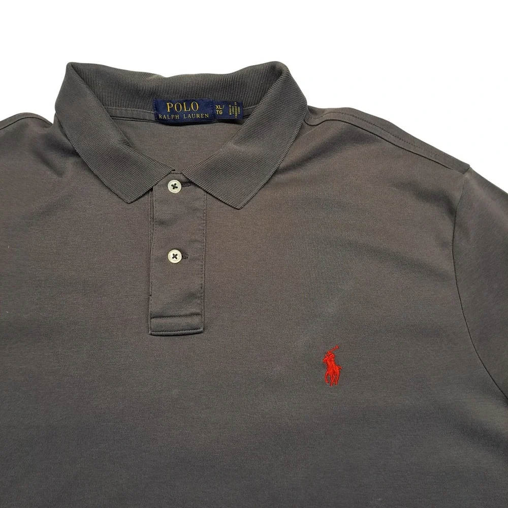 Polo Ralph Lauren Polo Shirt Mens XL Gray Excellent Short Sleeve Pique Pony Logo